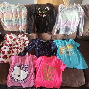 Bundle- Girl's Size 7 & 7-8 Colorful Graphic T-Shirts and Tops
